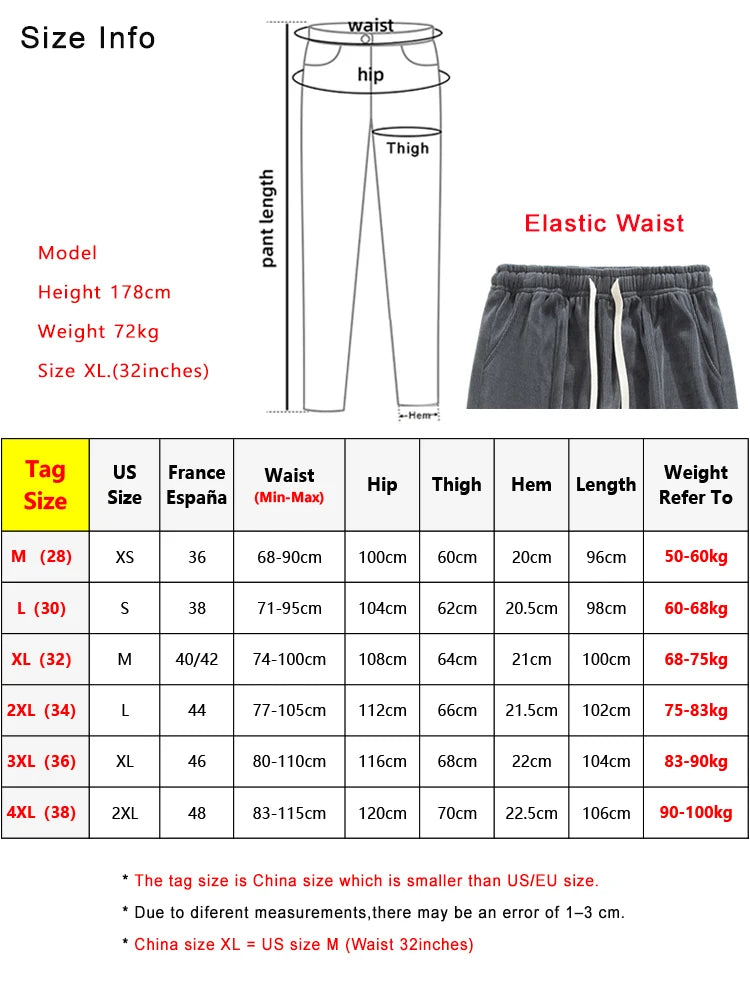 2024 New Spring Summer Men Sweatpants Korean Fashion Corduroy Straight Track Pants Wide Leg Loose Home Trousers